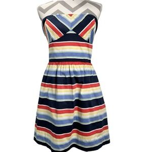 Vineyard Vines Curtain‎ Bluff 12 Women's Strapless Mini Dress Colorful Striped